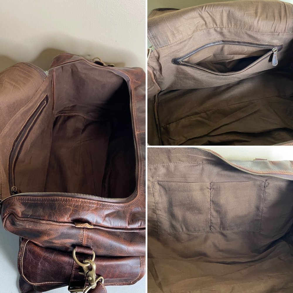 MaheTri Full Grain Buffalo Leather Travel Duffel Bag - Picture 12 of 16